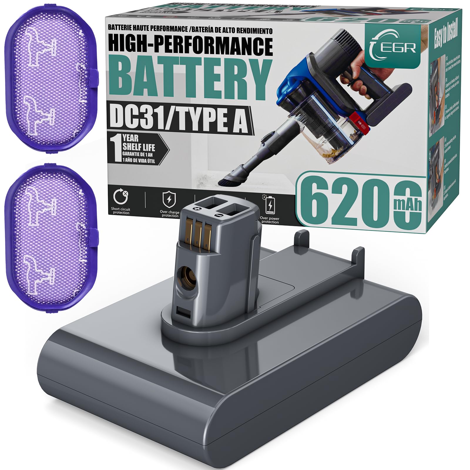 EGR Upgraded DC35 Battery Replacement Compatible with Dyson DC31 DC34 DC35 DC44 DC45 917083-01 Handheld Vacuum Cleaner (Not Fit All Type B)