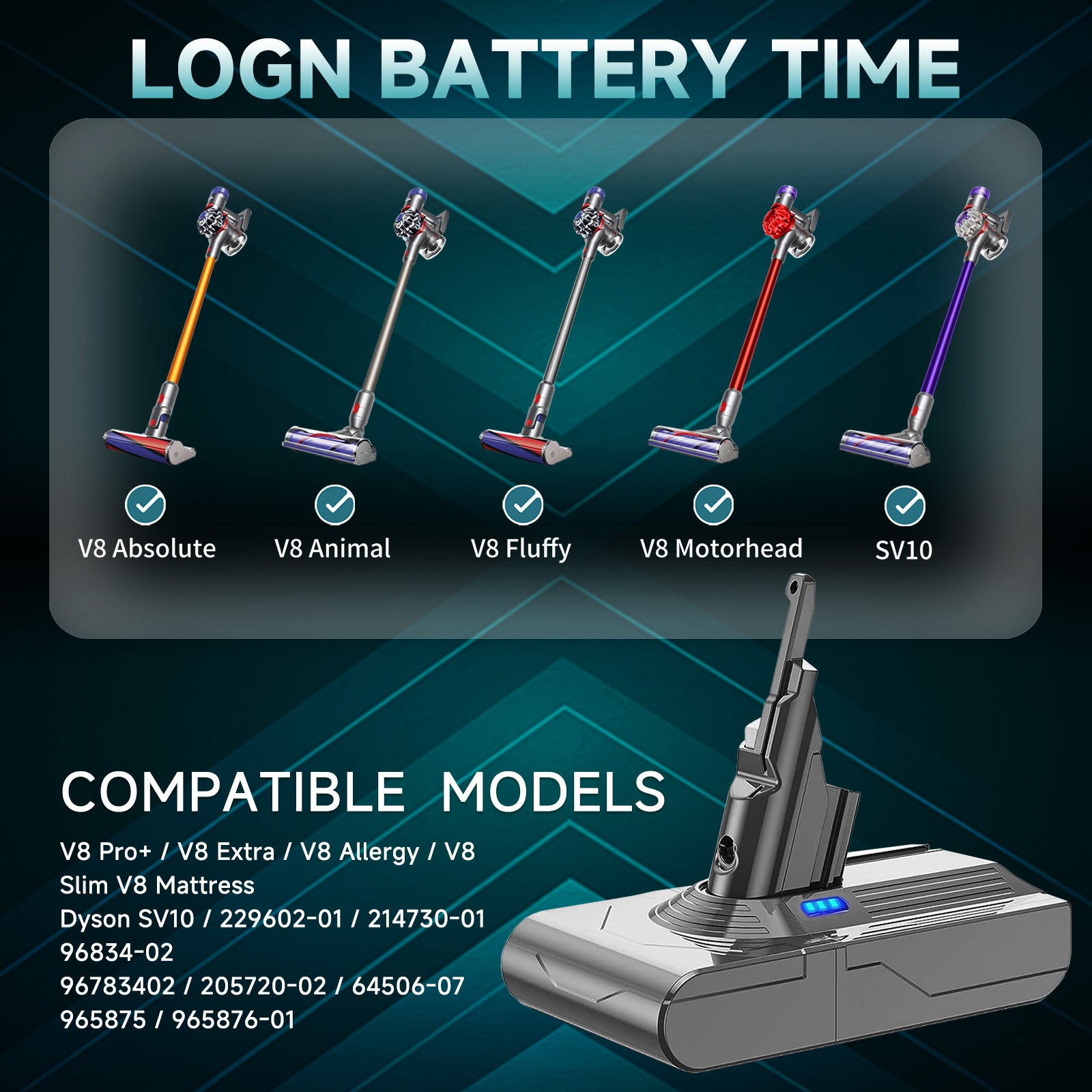 EGR Upgraded 9000mAh V8 Battery Replacement Compatible with Dyson V8 Animal Battery Replacement V8 Absolute/Motorhead/Fluffy SV10 Carbon Fiber Vacuum Cleaner 2 Filters and 3 Screws Included