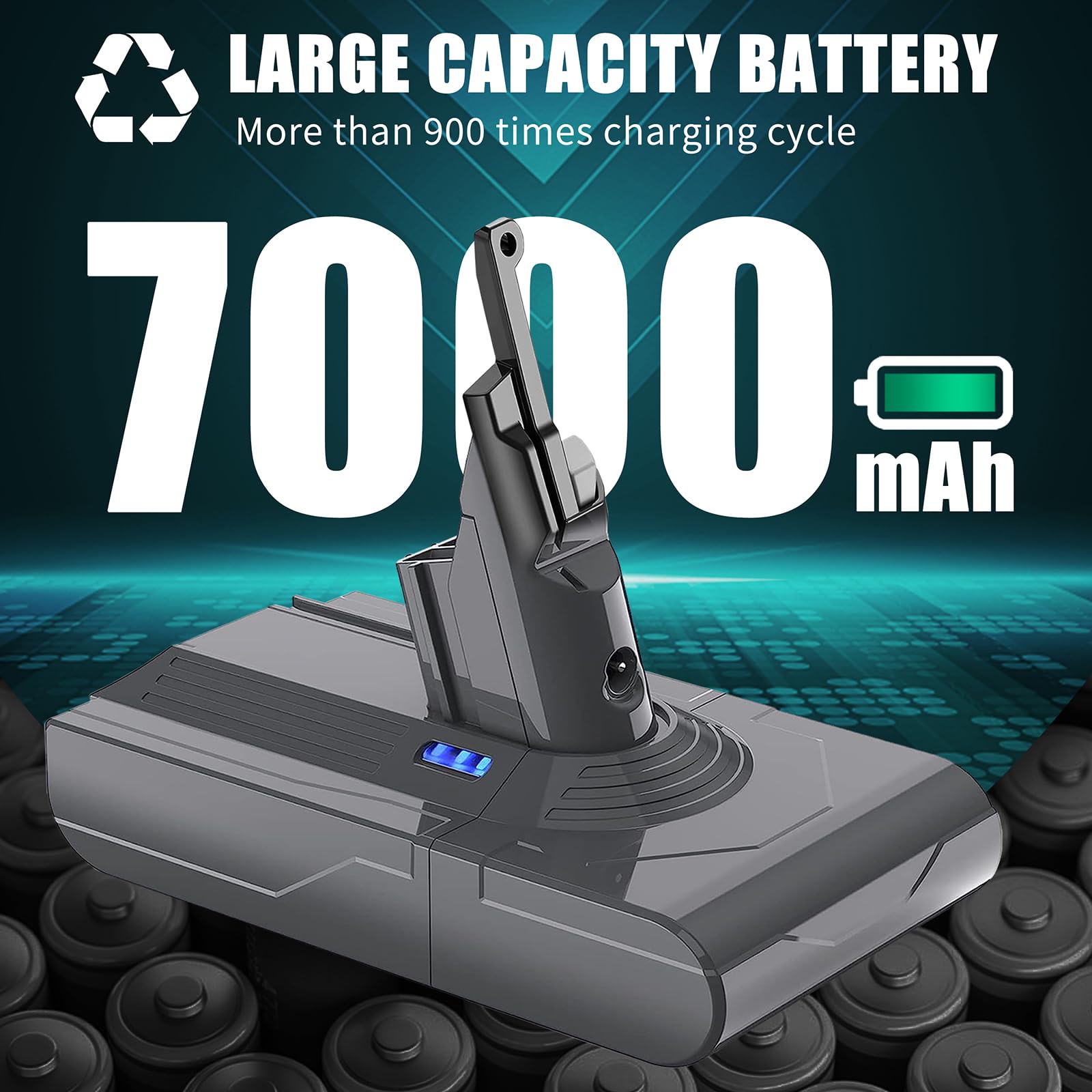 EGR Upgraded V8 Battery Replacement Compatible with Dyson V8 Absolute/Motorhead/Fluffy/SV10 Carbon Fiber Vacuum Cleaner 5 Filters and 3 Screws Included